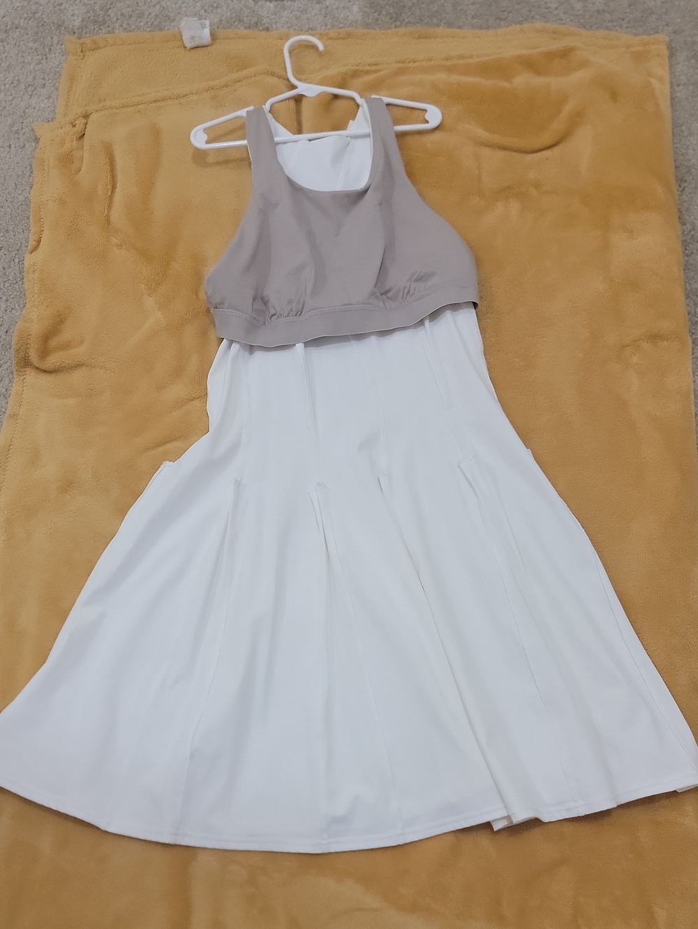 lululemon athletica White Midi Dress with Taupe Cropped Bodice
